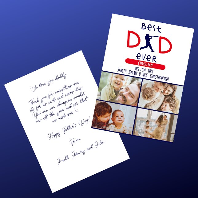 Best Dad Ever Photo Trendy Modern Blue Fathers Day Card (Creator Uploaded)