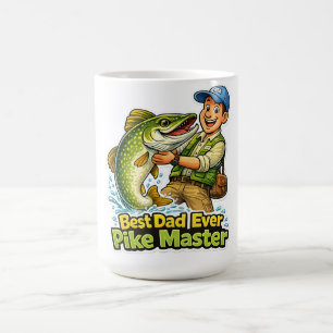 Best Dad Ever Pike Master funny fishing cartoon Coffee Mug