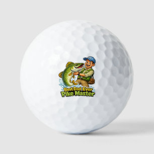 Best Dad Ever Pike Master funny fishing cartoon Golf Balls