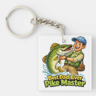 Best Dad Ever Pike Master funny fishing cartoon Key Ring