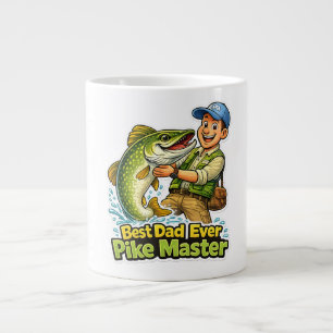 Best Dad Ever Pike Master funny fishing cartoon Large Coffee Mug