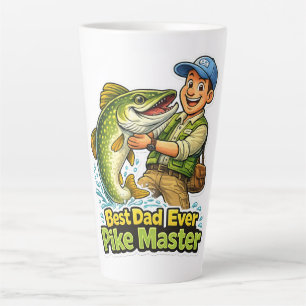 Best Dad Ever Pike Master funny fishing cartoon Latte Mug