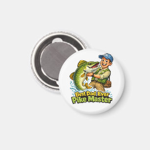 Best Dad Ever Pike Master funny fishing cartoon Magnet