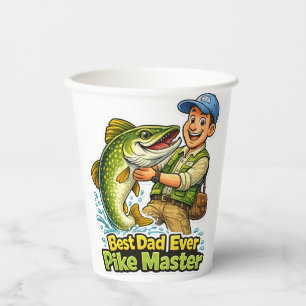 Best Dad Ever Pike Master funny fishing cartoon Paper Cups