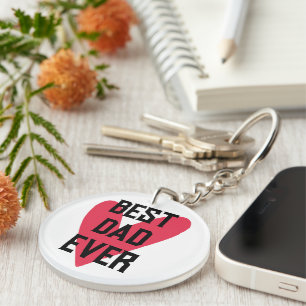 Best Dad Ever Pink Heart Father's Day Key Ring
