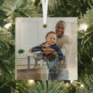 Best Dad Ever   Quote & Photo Gift Glass Tree Decoration
