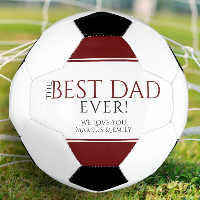 Best Dad Ever Red Black Father`s Day Soccer Ball (Creator Uploaded)