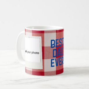 Best Dad Ever Red Buffalo Plaid Photo Collage Mug