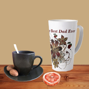 Best DAD Ever Red Floral Shining Father's Day  Latte Mug