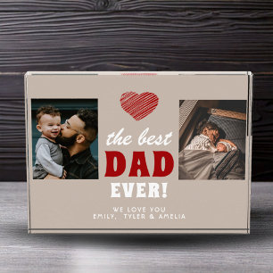 Best Dad Ever Red Heart Black 2 Photo Block
