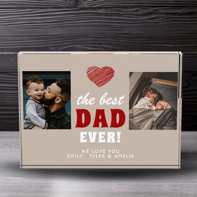 Best Dad Ever Red Heart Black 2 Photo Block (Creator Uploaded)