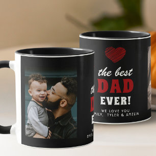 Best Dad Ever Red Heart Black 2 Photo Mug