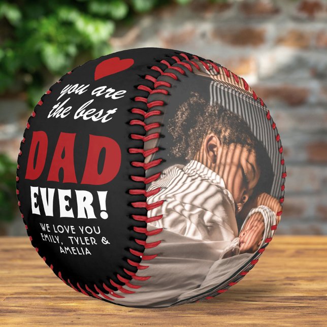 Best Dad Ever Red Heart Father`s Day 2 Photo Baseball (Creator Uploaded)