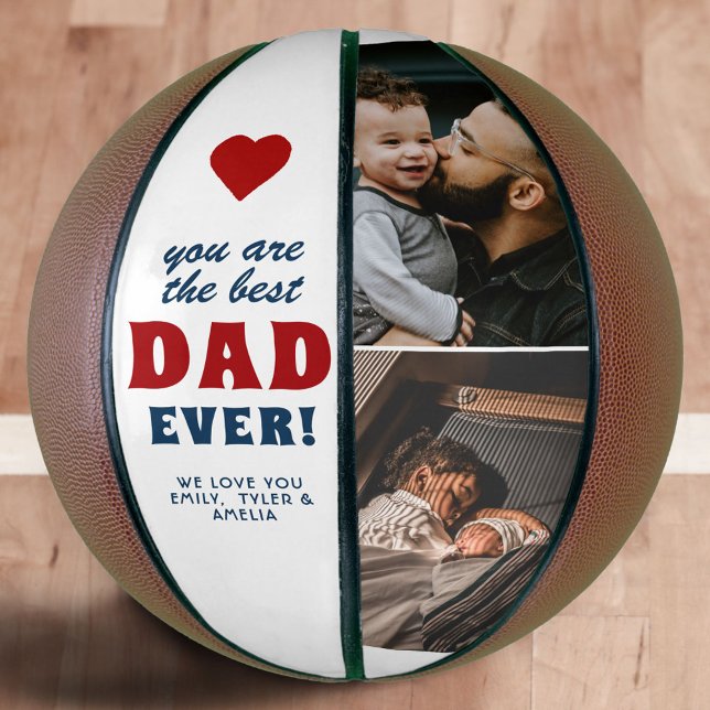 Best Dad Ever Red Heart Father`s Day 2 Photo Basketball (Creator Uploaded)
