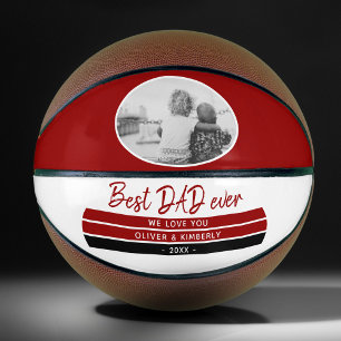 Best Dad Ever Red Modern Father`s Day Photo Basketball