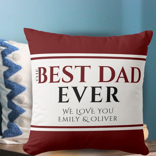 Best Dad Ever Red Stripe Father`s Day Keepsake Cushion (Creator Uploaded)