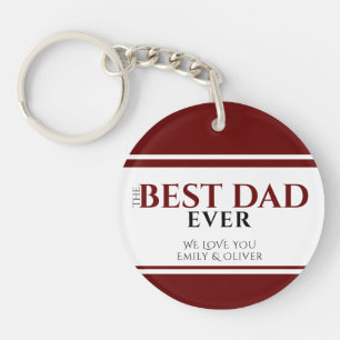 Best Dad Ever Red Stripe Father`s Day Keepsake Key Ring