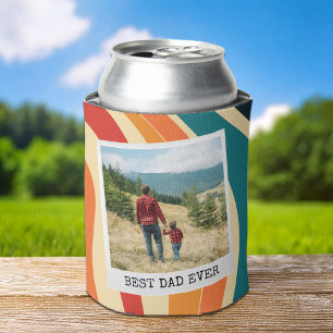 Best Dad Ever Retro 2 Photo Can Cooler