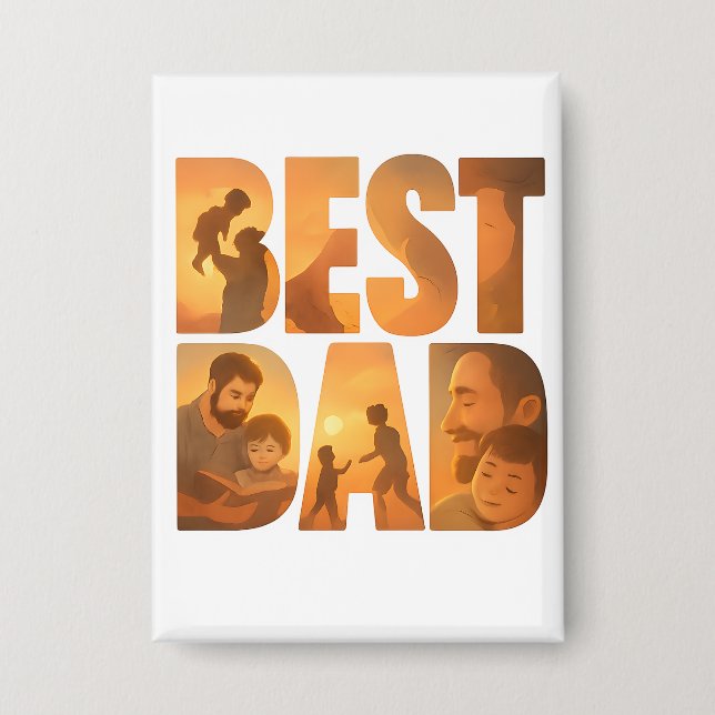 Best Dad Ever Retro Button Badge (Front)