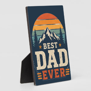 Best Dad Ever Retro Mountain Plaque Sign