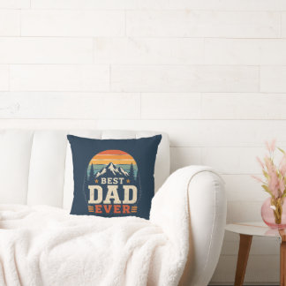 Best Dad Ever Retro Mountain Throw Pillow