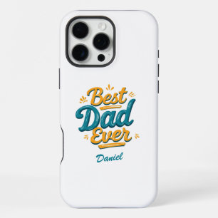 Best Dad Ever Retro Personalised Father's Day iPhone 16 Pro Max Case