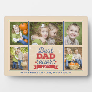 Best Dad Ever Retro Photo Collage Father's Day Plaque