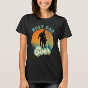 Best Dad Ever Retro Sunset Football Daddy & Son T-Shirt