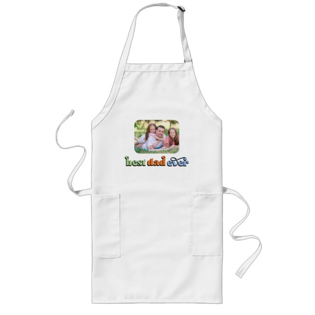 Best Dad Ever Retro Text Photo Long Apron (Front)
