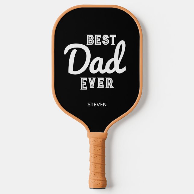 Best Dad Ever Retro Typography Personalised Pickleball Paddle (Front)