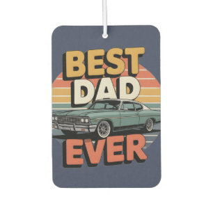 Best Dad Ever Retro Vintage Teal Muscle Car Air Freshener