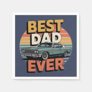 Best Dad Ever Retro Vintage Teal Muscle Car Napkin