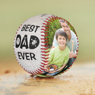 Best Dad Ever Rustic Baseball Photo Name Custom
