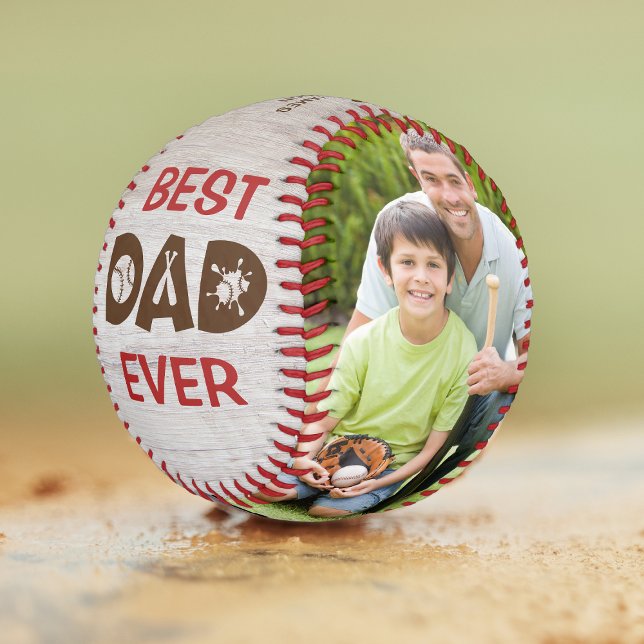 Best Dad Ever Rustic Baseball Photo Name Custom  (Creator Uploaded)