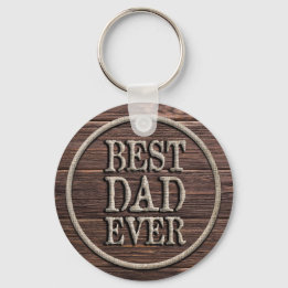 Best Dad Ever Rustic Burlap & Wood Key Ring