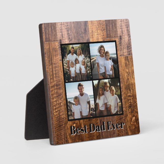 Best Dad Ever rustic dark wood grain Dad Plaque (Front)