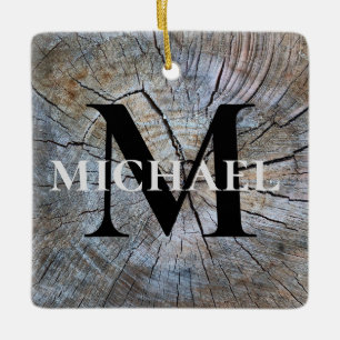 Best Dad Ever Rustic distressed Tree bark pattern  Ceramic Ornament