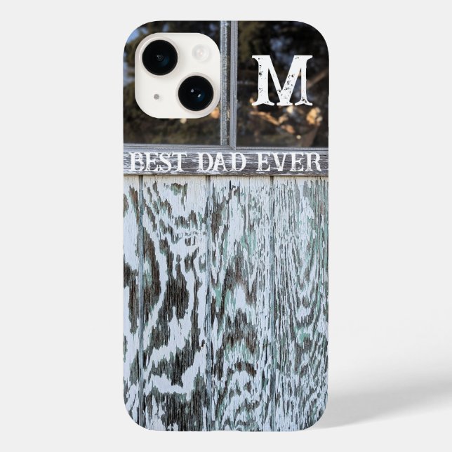 Best Dad Ever Rustic Distressed Wood Add Initial Case-Mate iPhone Case (Back)