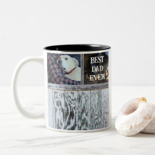 Best Dad Ever Rustic Distressed Wood Add Photo Two-Tone Coffee Mug