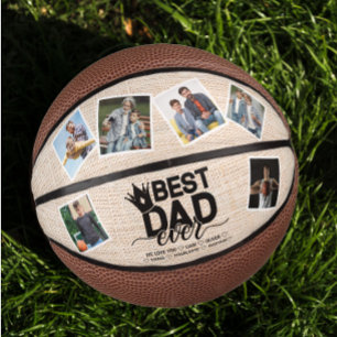 Best Dad Ever Rustic Fathers Day Photo Collage Mini Basketball
