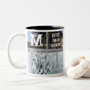 Best Dad Ever Rustic Wood Chipped Paint Distressed Two-Tone Coffee Mug