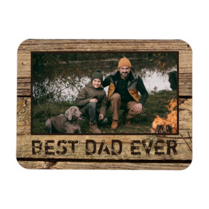 BEST DAD EVER Rustic Wood Photo Magnet