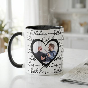 Best Dad Ever Script Black White Photo Mug