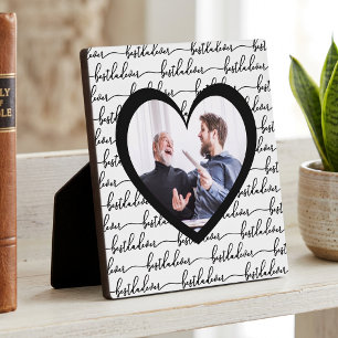 Best Dad Ever Script Black White Photo Plaque