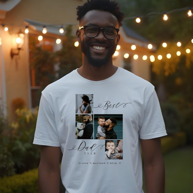 Best Dad Ever Script | Family Photo Keepsake Tri-Blend Shirt (Best Dad Ever Script | Family Photo Keepsake Tri-Blend Shirt)