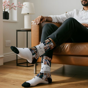 Best Dad Ever Script Father's Day Photo Collage Socks