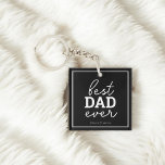 Best Dad Ever Script Photo Black Key Ring<br><div class="desc">Best Daddy Ever.</div>