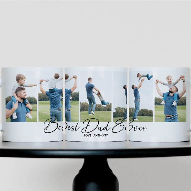 Best Dad Ever Script Photo Collage Coffee Mug (Creator Uploaded)