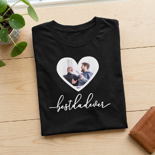 Best Dad Ever Script White Black Photo T-Shirt