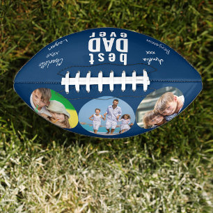 Best Dad Ever Signed Photo Blue Personalized Football